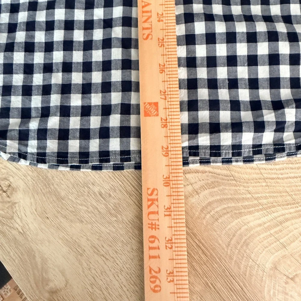 J. Crew Secret Wash Stretch Shirt Button Down Mens L Navy Gingham Organic Cotton